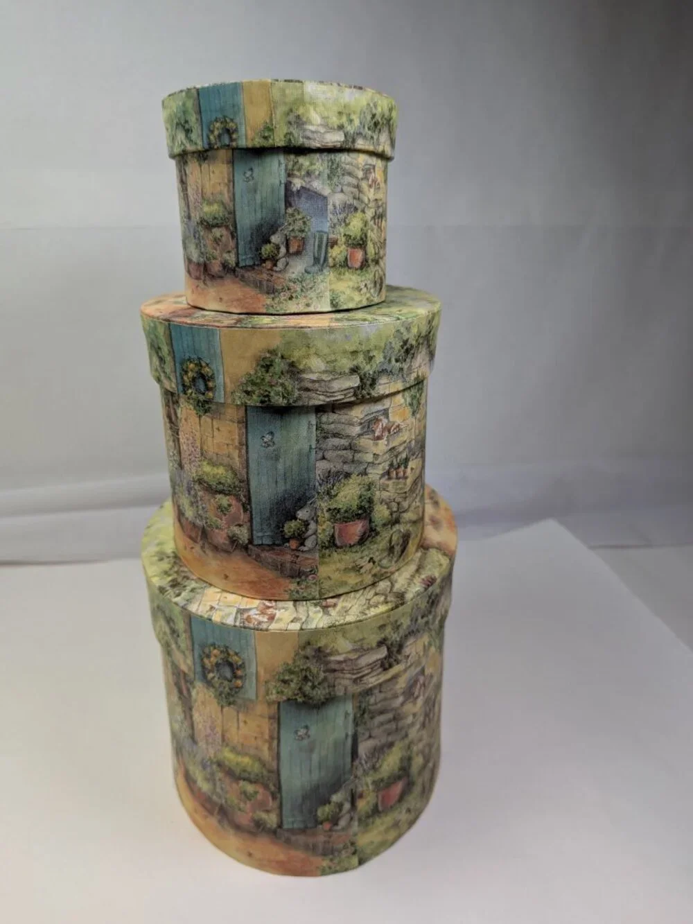 Vintage Bobs Boxes Cottage Garden Nesting Oval Box Set Sherri Buck Baldwin Lang